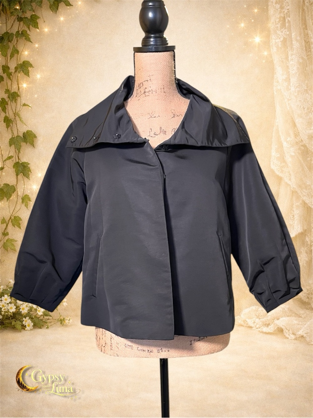 Rafaella Black 3/4 Sleeve Jacket, Small w/ Pockets